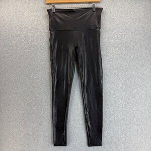 Spanx Faux Leather Womens Leggings Pants Shiny Athletic Ankle Stretch Size Large